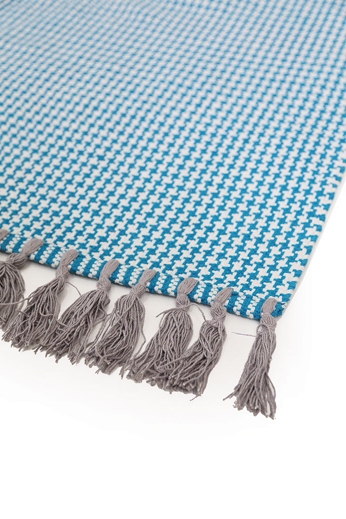Χαλί Urban Cotton Kilim Houndstooth Caribbean Sea   - 130 x 190 cm