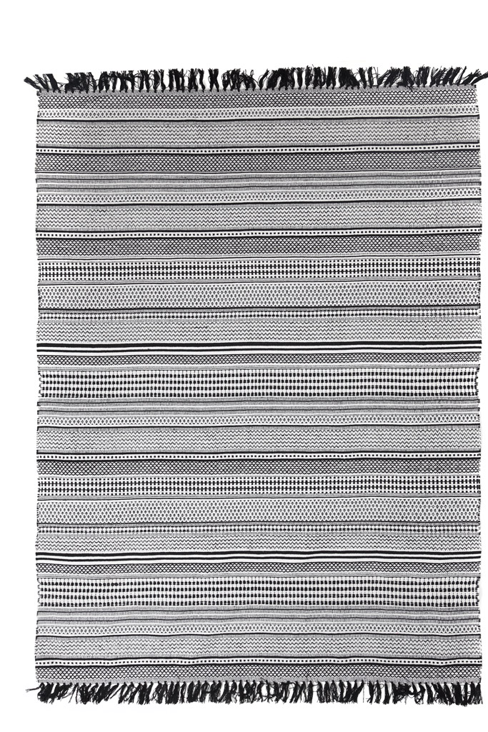 Χαλί Urban Cotton Kilim Samaira Black White   - 160 x 230 cm