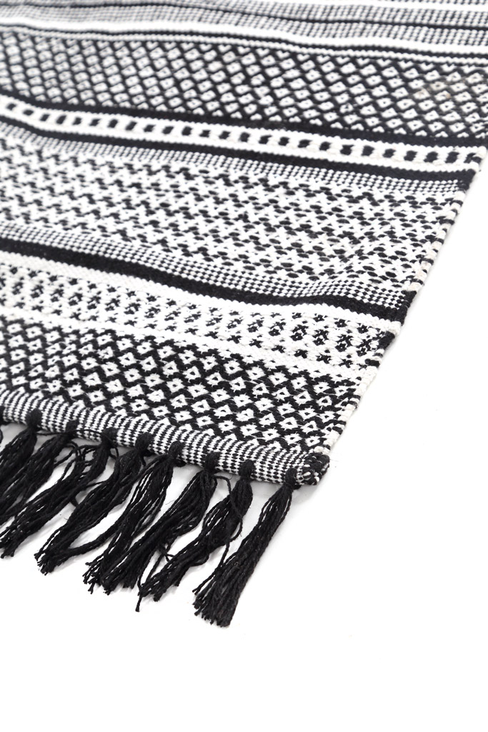 Χαλί Urban Cotton Kilim Samaira Black White   - 160 x 230 cm