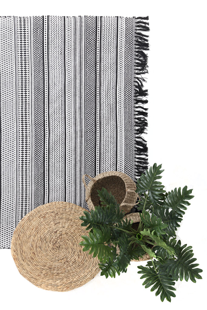 Χαλί Urban Cotton Kilim Samaira Black White   - 160 x 230 cm